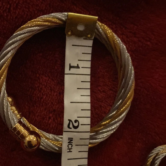 Fashion braided stainless steel charm cuff bracelet and ring set new - Picture 5 of 8